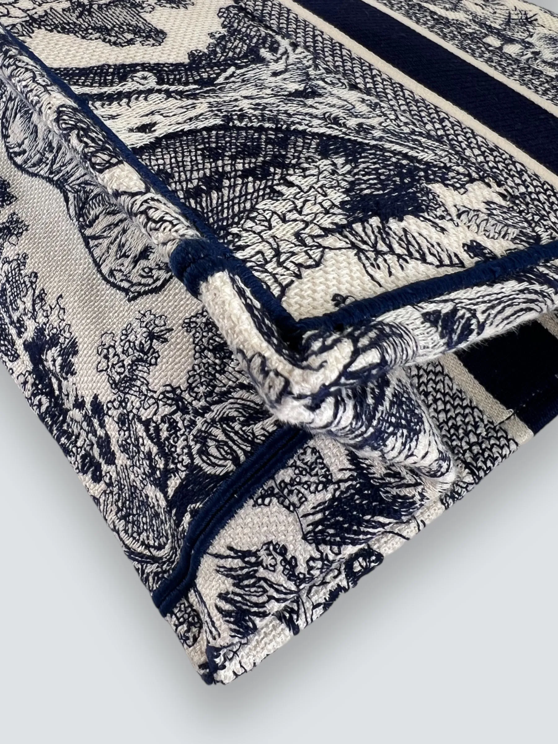 Christian Dior Navy Monochrome Canvas Medium Book Tote