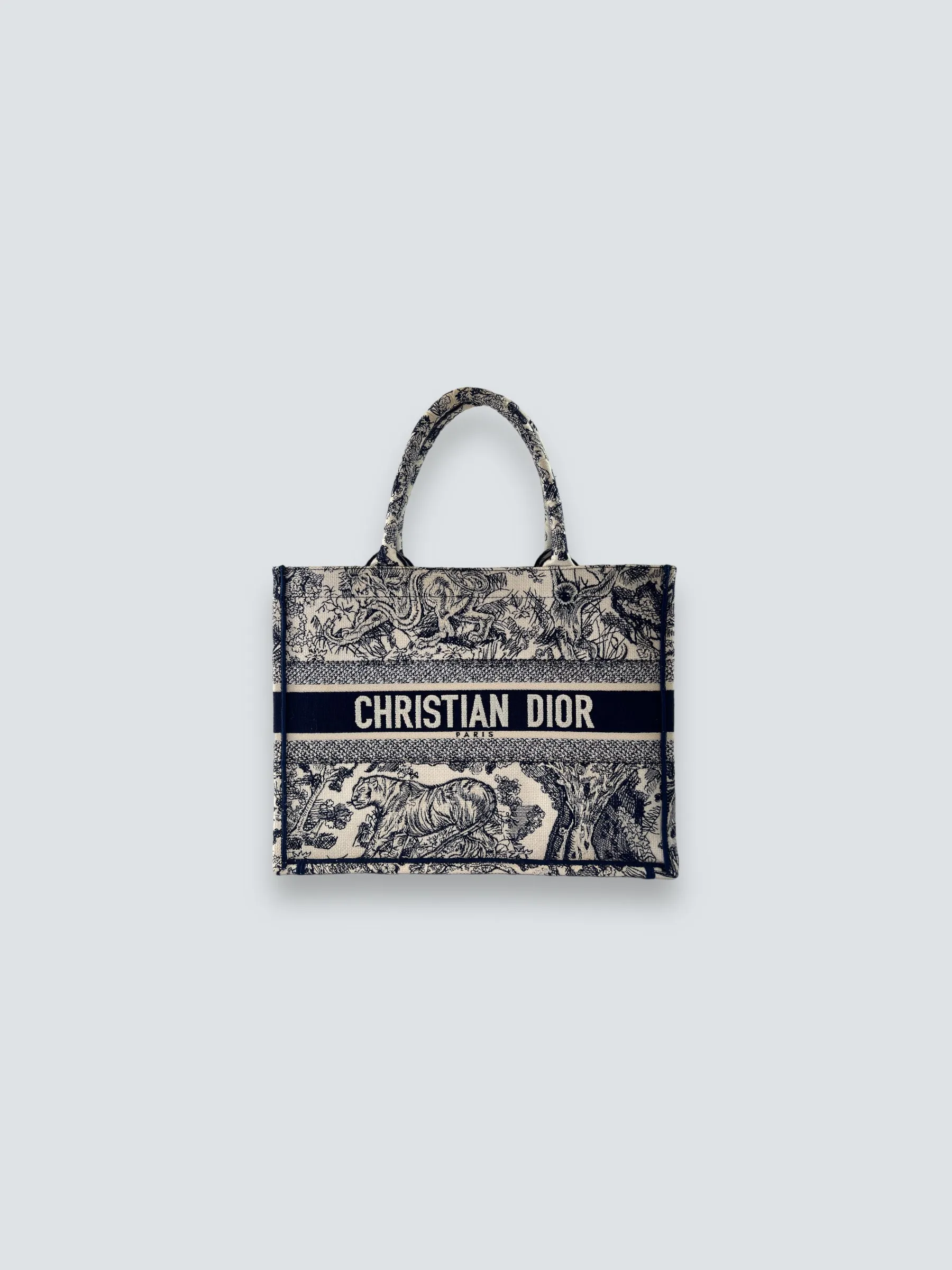 Christian Dior Navy Monochrome Canvas Medium Book Tote