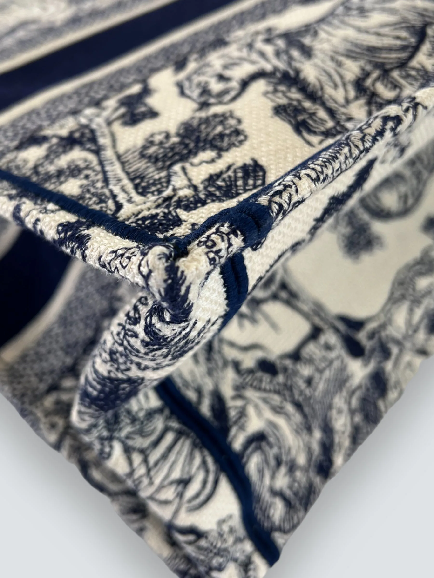 Christian Dior Navy Monochrome Canvas Medium Book Tote