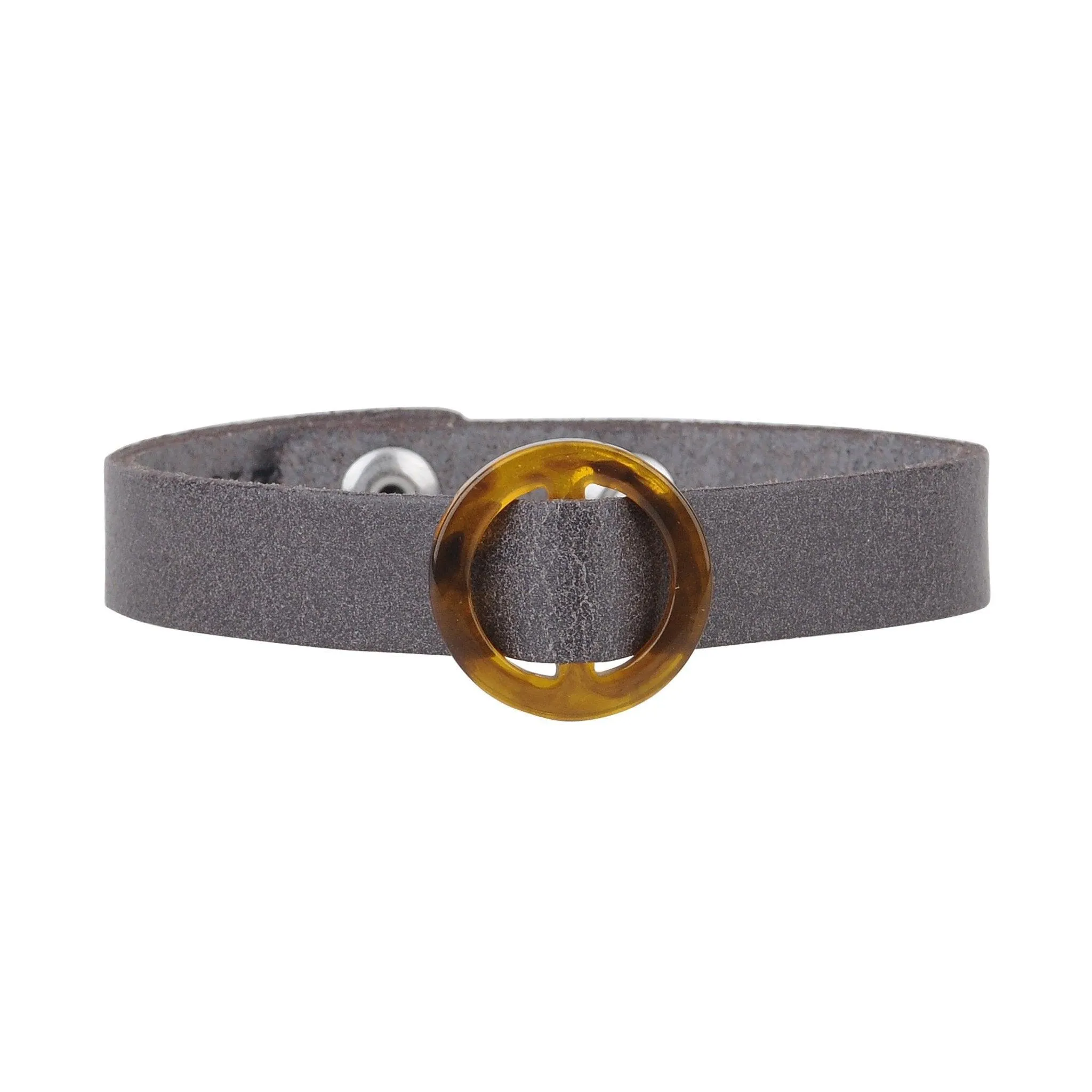 Circle Resin Ornament Bracelet with Snap Closure