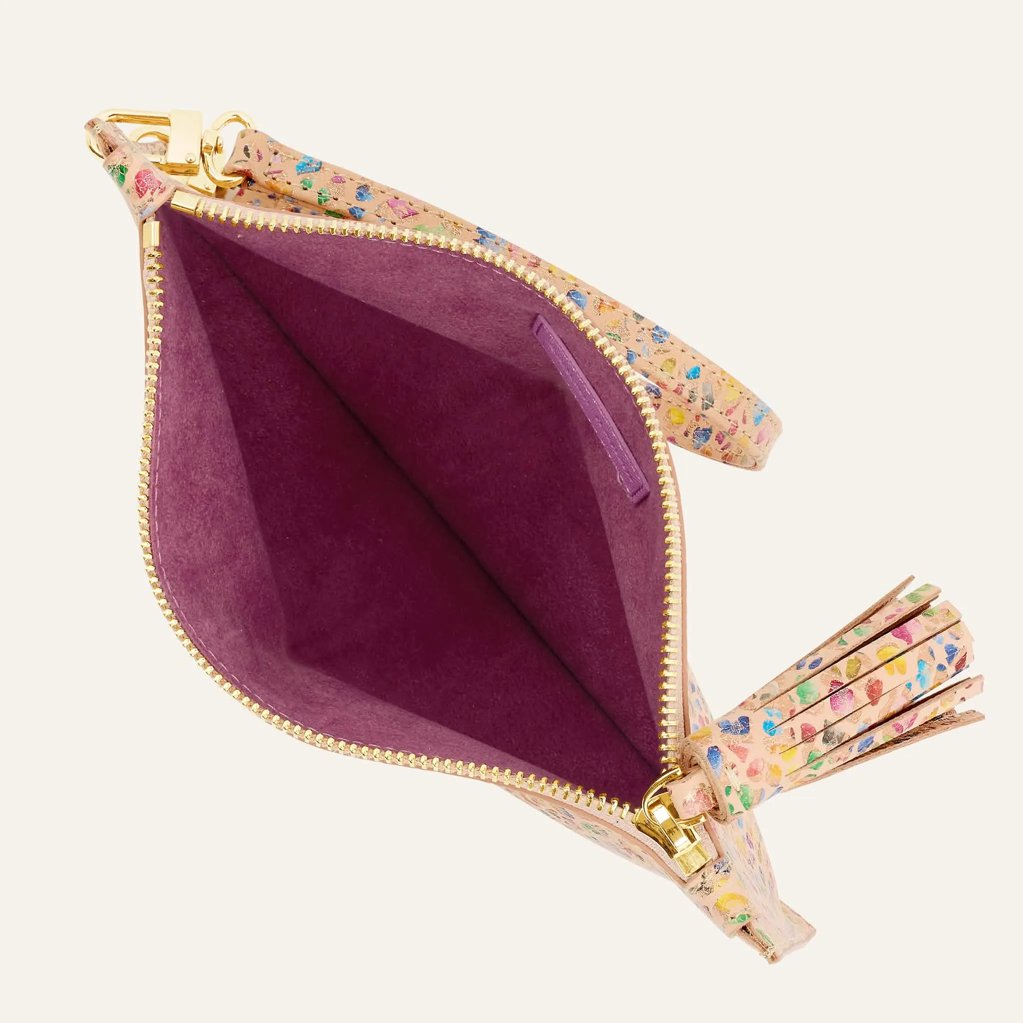 Clover Pouch | Confetti with Gold hardware