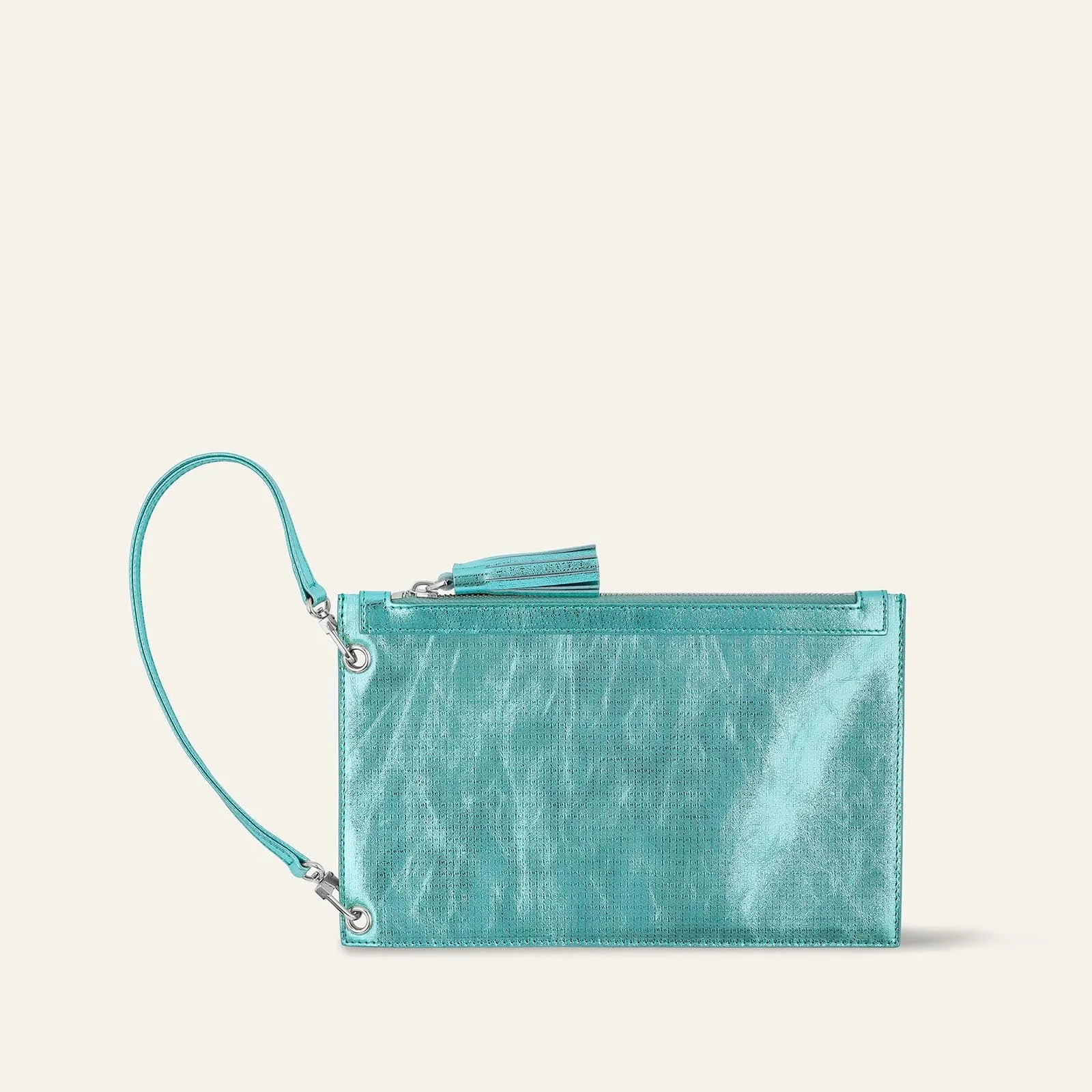 Clover Pouch | Metallic Turquoise with Silver hardware