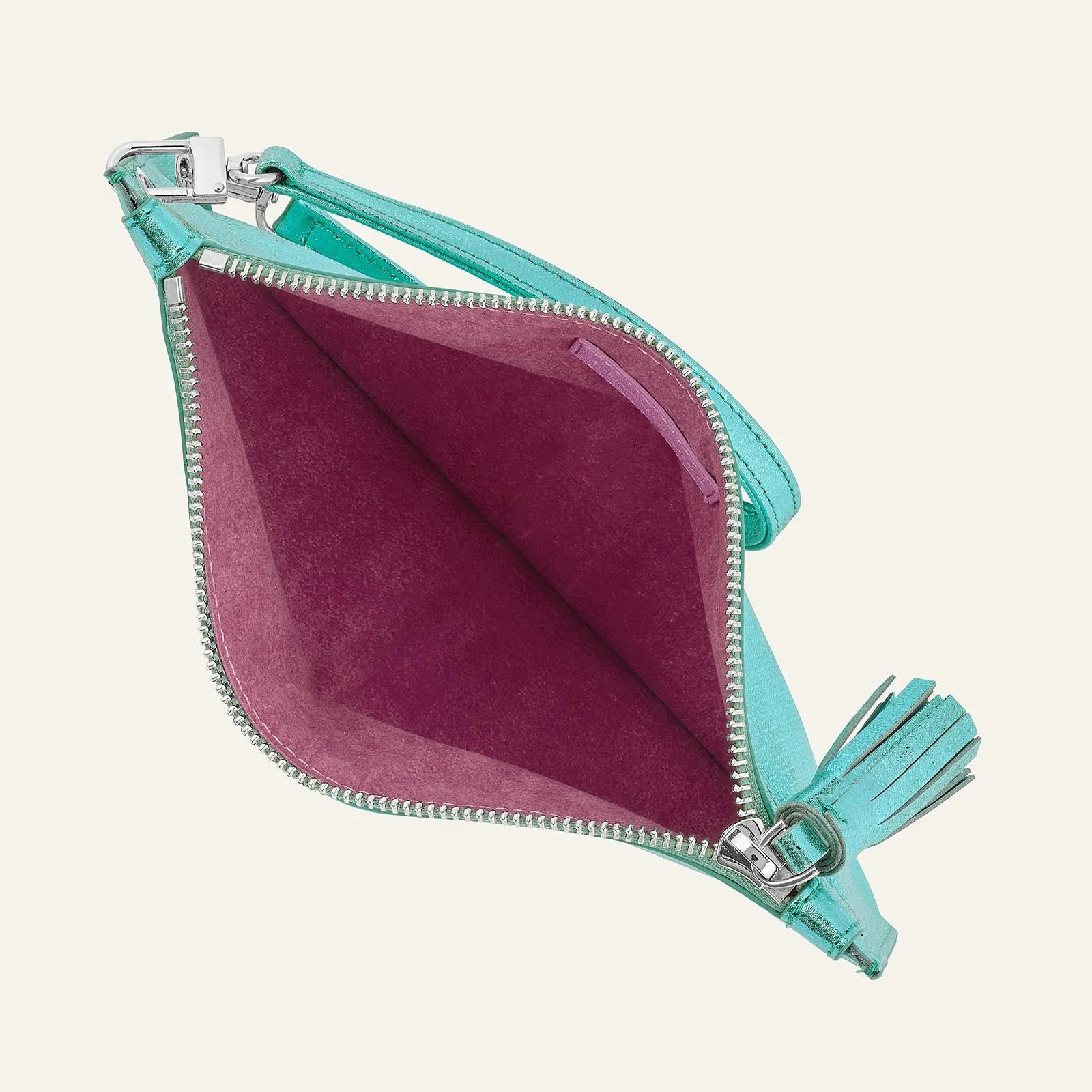 Clover Pouch | Metallic Turquoise with Silver hardware