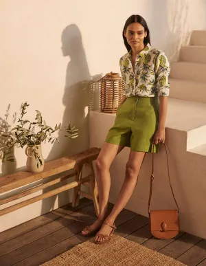 Cornwall Linen Shorts-Pea