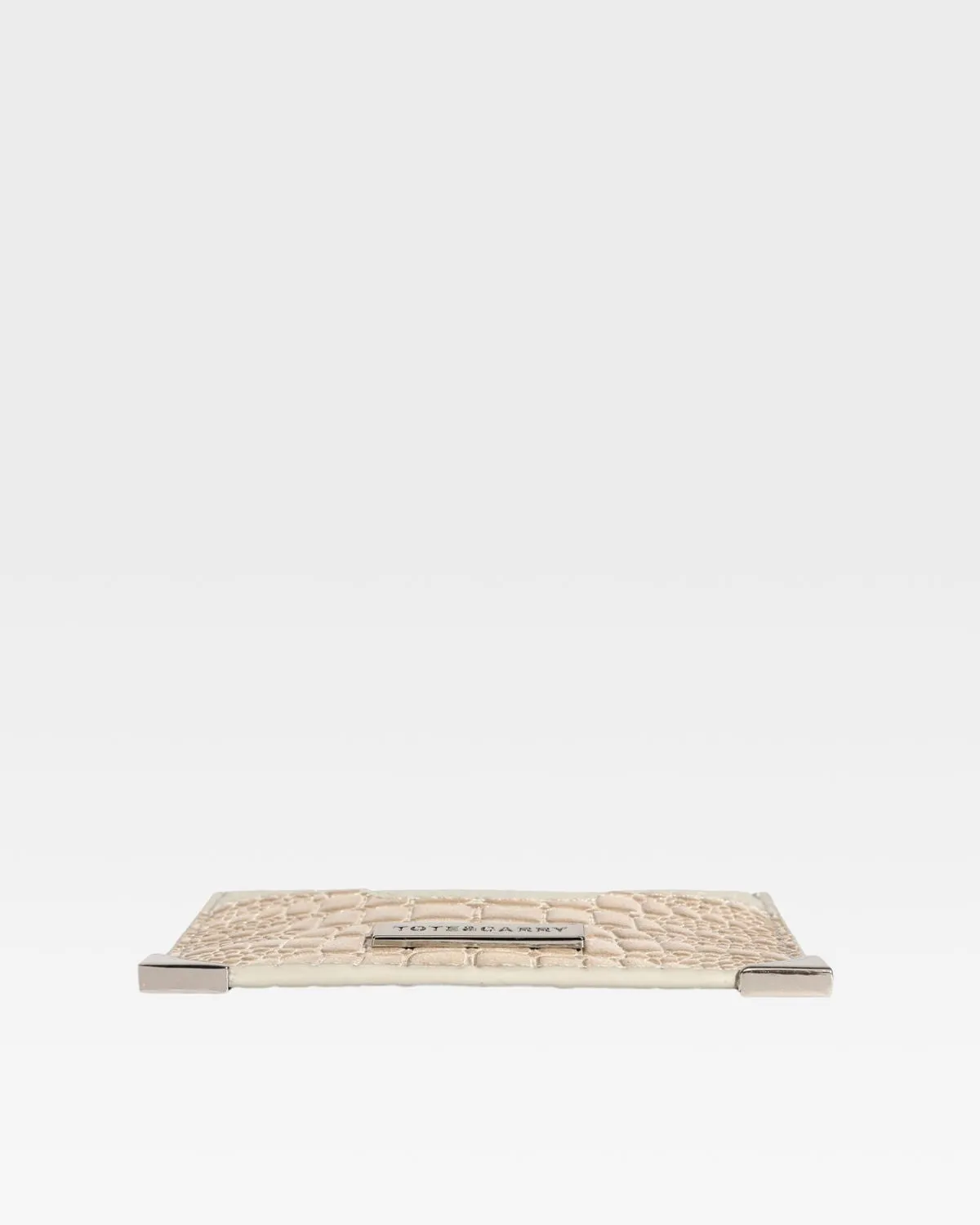 Croc Card Holder Wallet in Beige