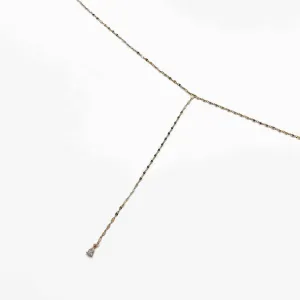 Dainty Diamond Gold Teardrop Y Necklace