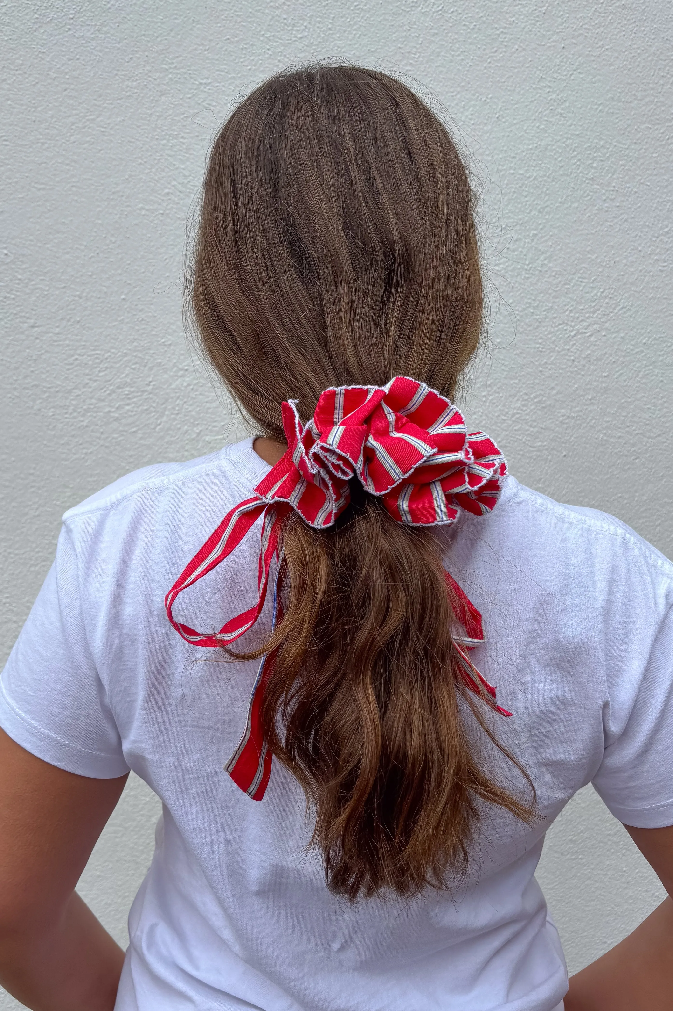 Damson Madder Garter Red Stripe Scrunchie