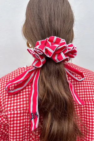 Damson Madder Garter Red Stripe Scrunchie