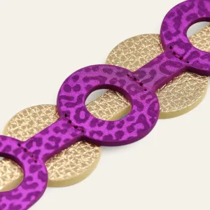 Deco Discs | Hot Pink Leopard Shimmer Metallic Gold with Silver hardware