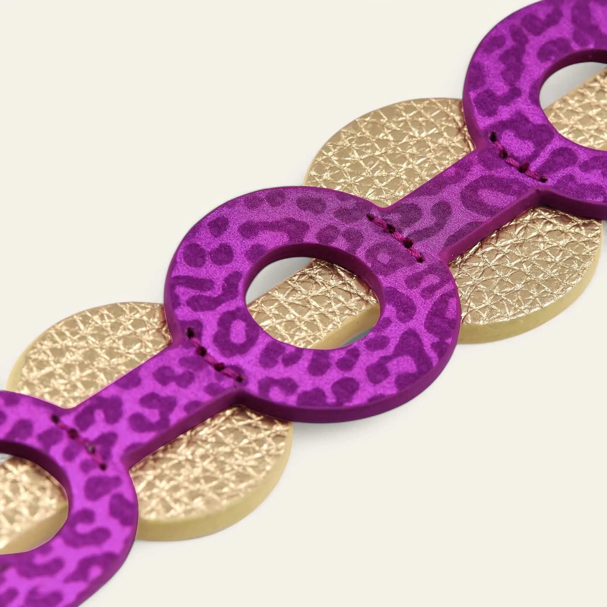 Deco Discs | Hot Pink Leopard Shimmer Metallic Gold with Silver hardware