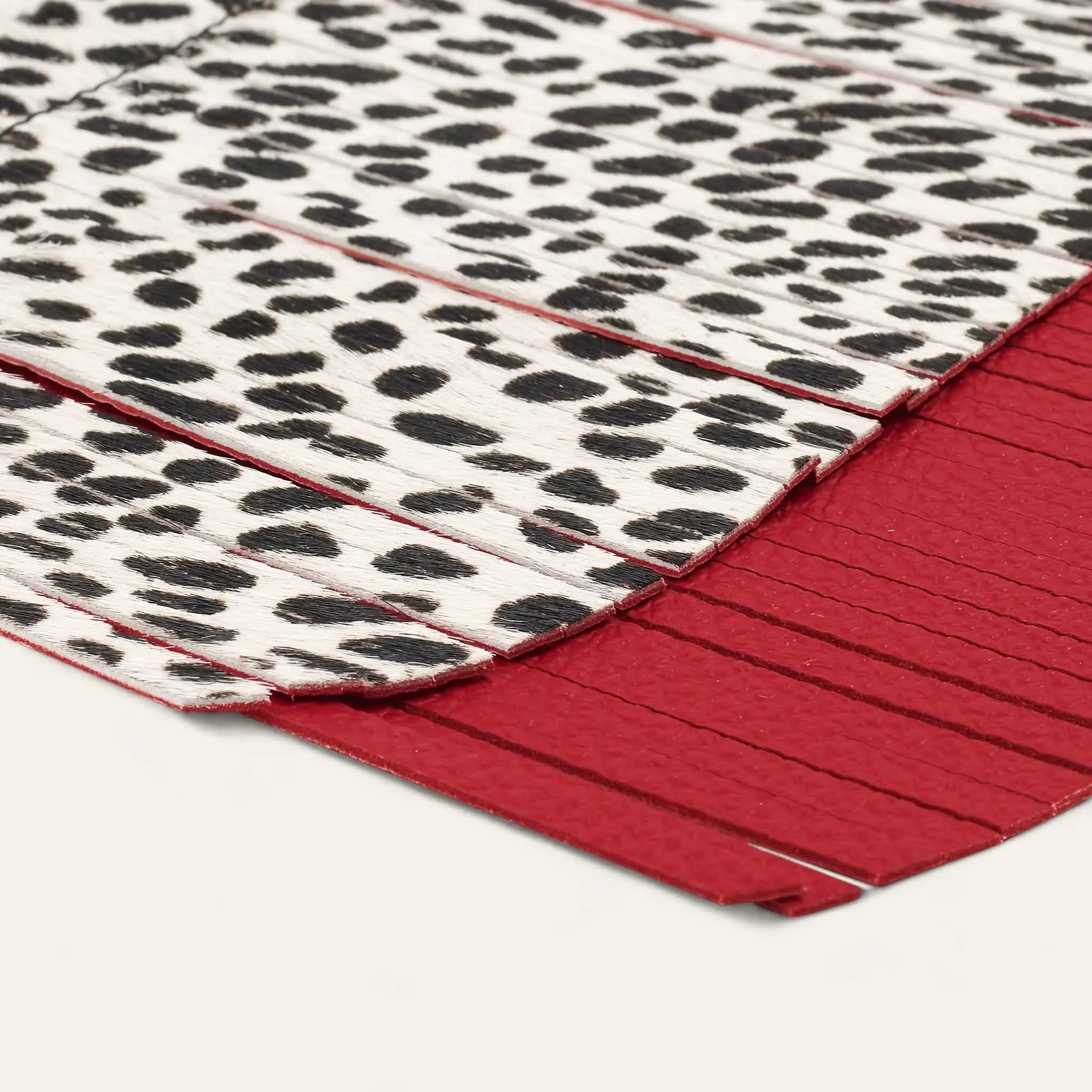 Deco Fringing | Pillarbox Red Dalmatian with Gold hardware