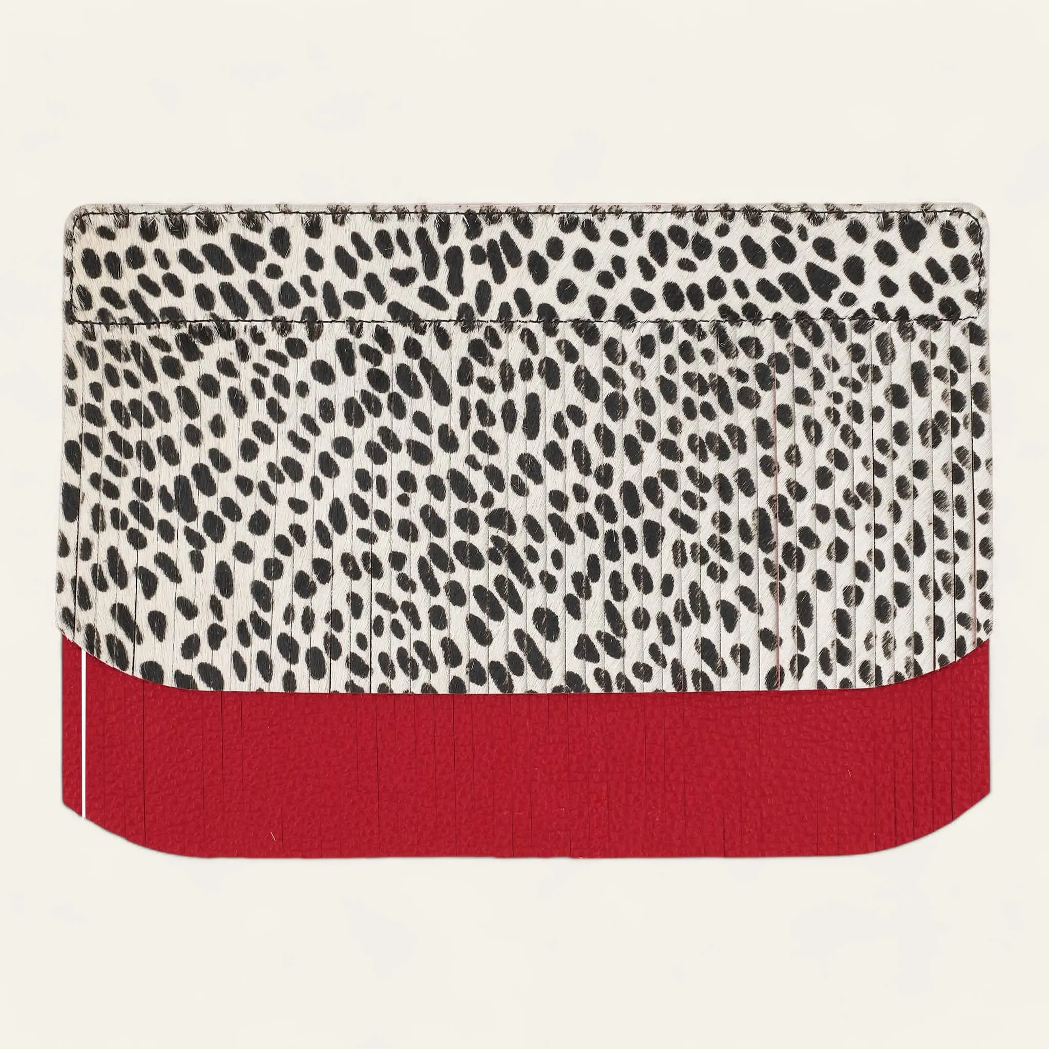 Deco Fringing | Pillarbox Red Dalmatian with Gold hardware