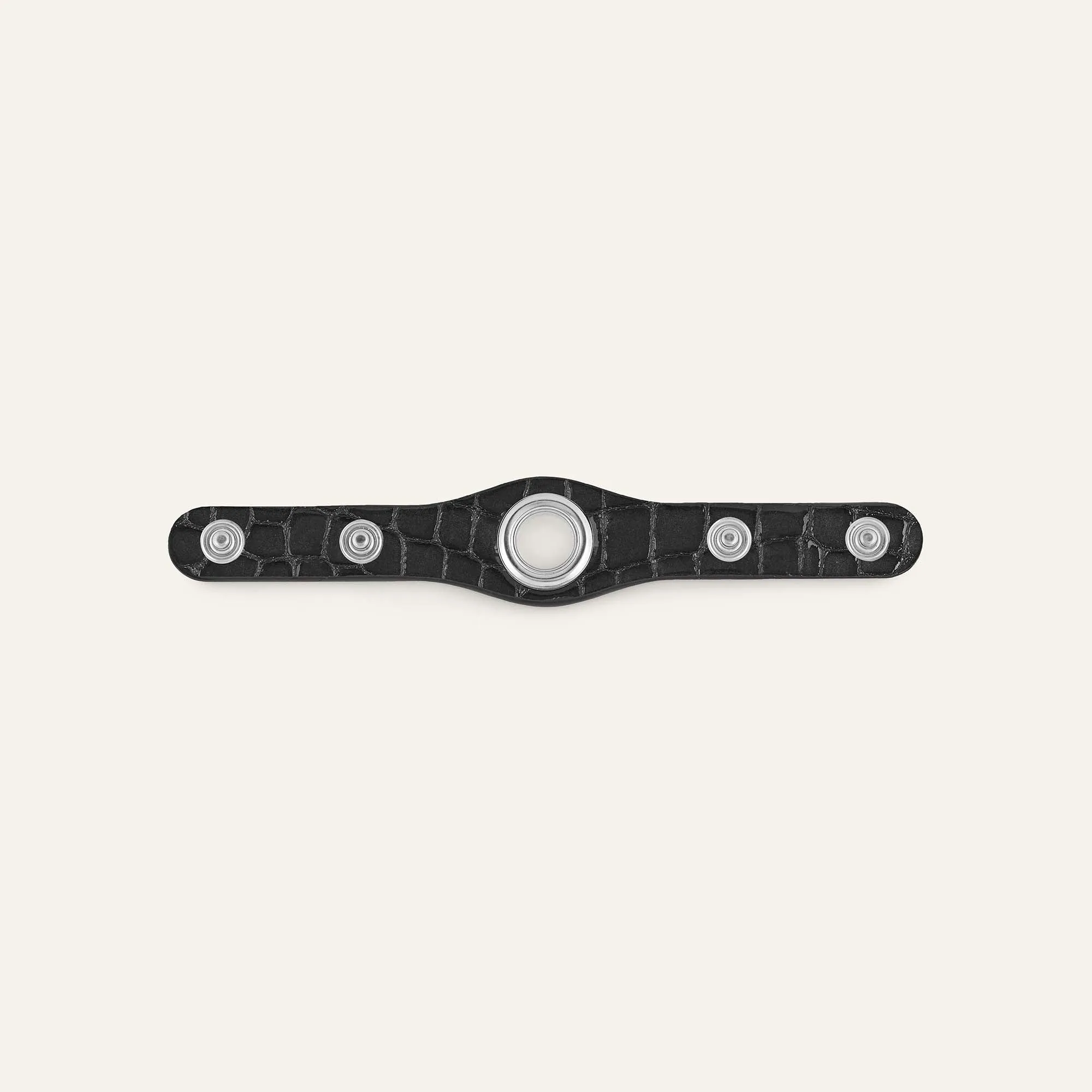 Deco Mini | Black Patent Croc with Silver hardware