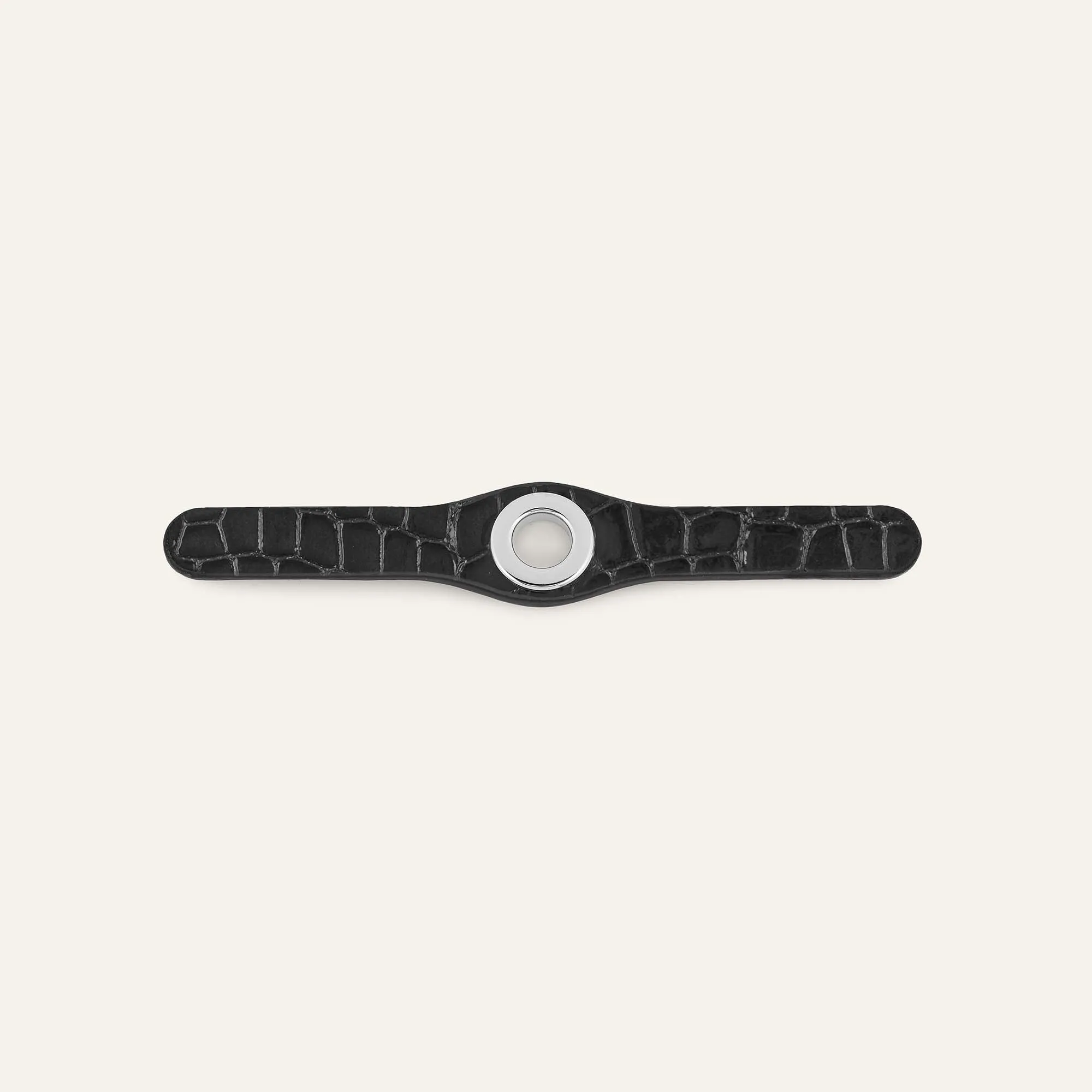 Deco Mini | Black Patent Croc with Silver hardware