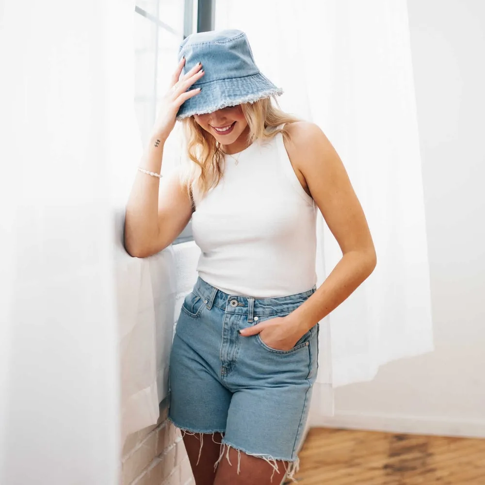Distressed Edge Bucket Hat