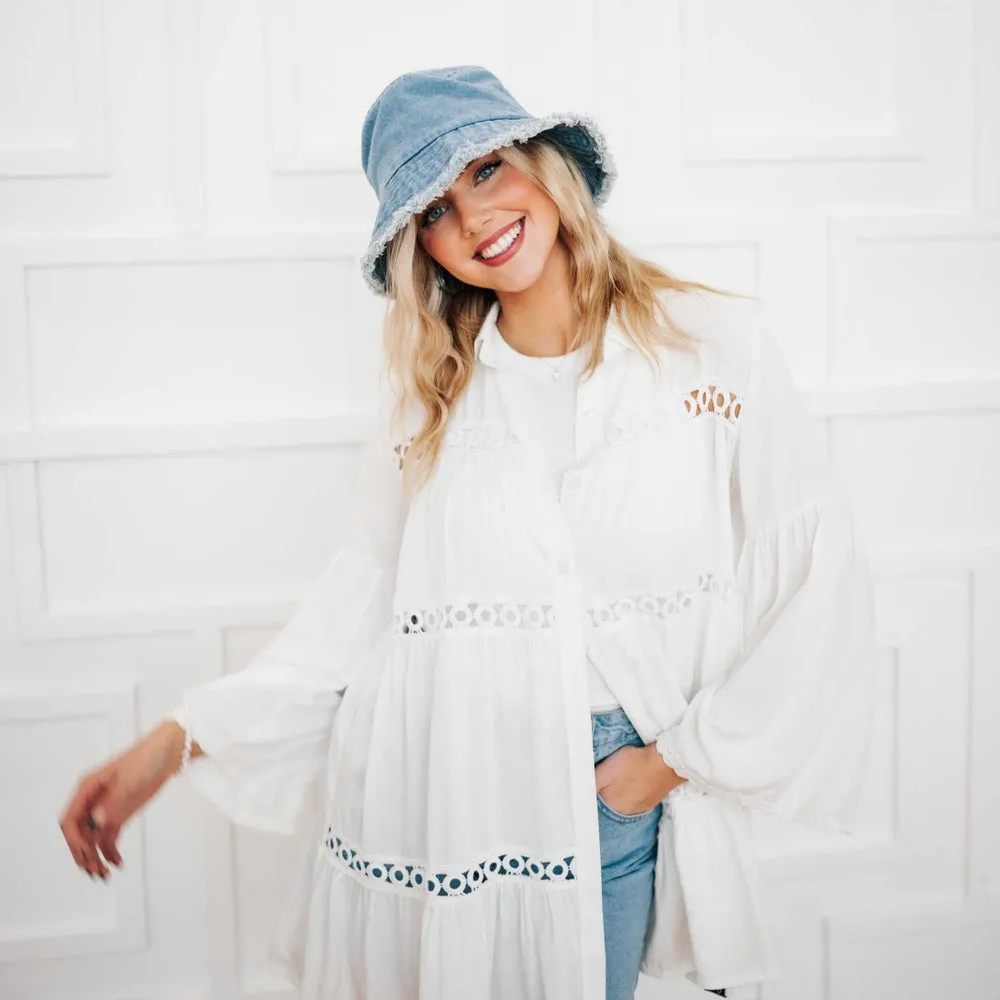 Distressed Edge Bucket Hat