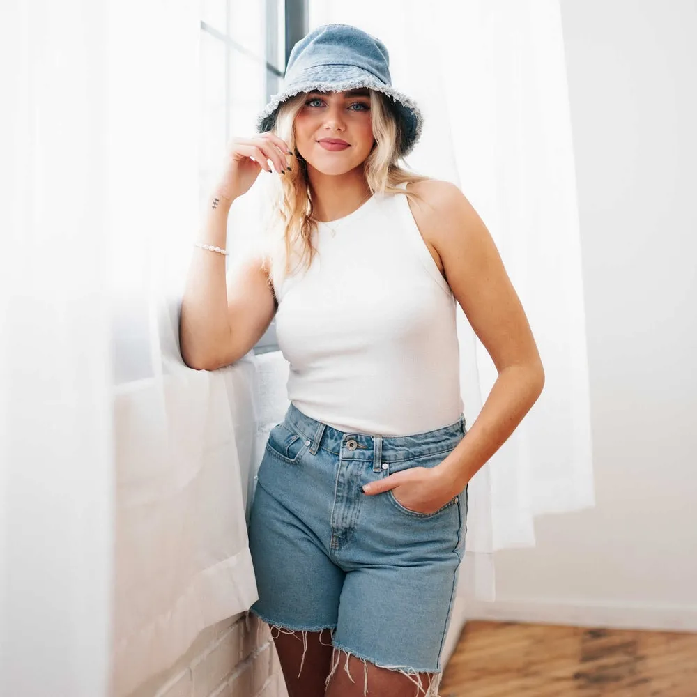 Distressed Edge Bucket Hat