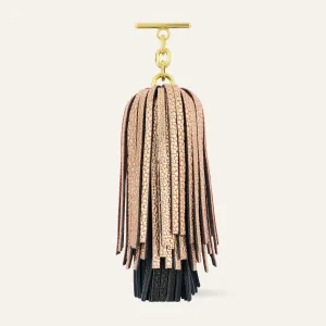 Double Pompom Tassel | Blush Rose Black with Gold hardware