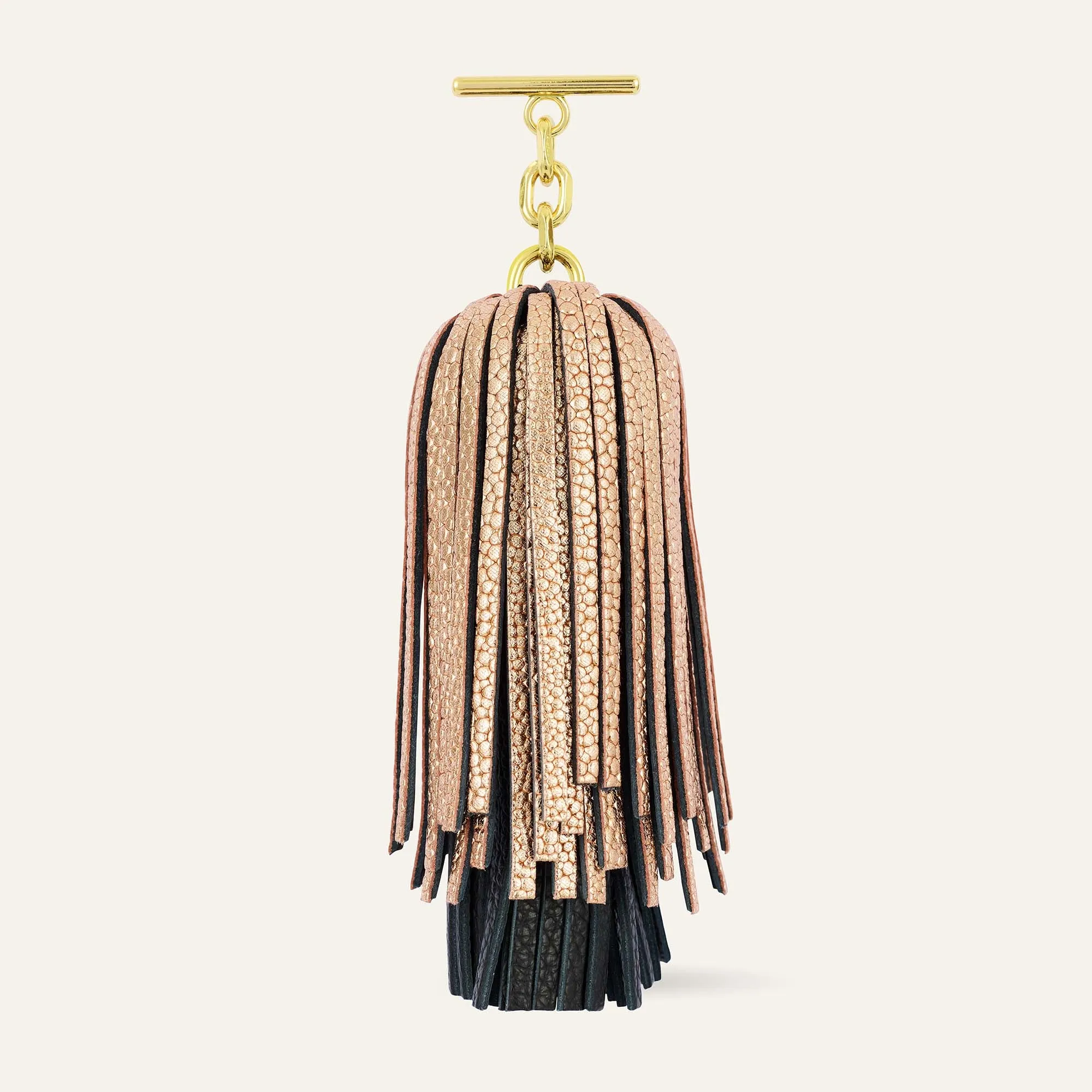 Double Pompom Tassel | Blush Rose Black with Gold hardware