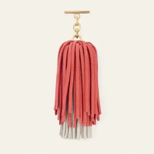 Double Pompom Tassel | Coral Off White with Gold hardware