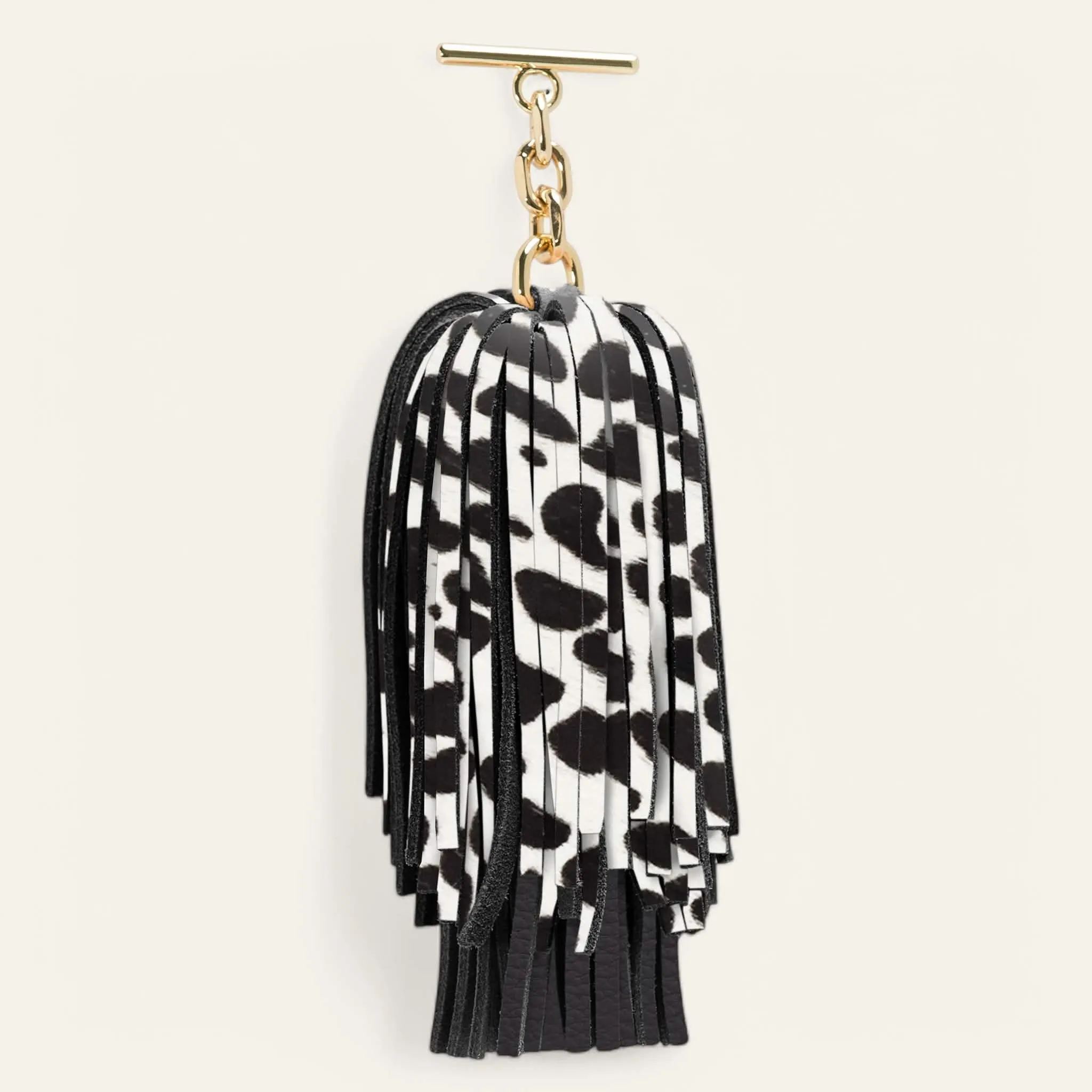 Double Pompom Tassel | Dalmatian Black with Gold hardware