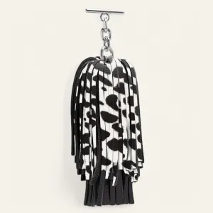 Double Pompom Tassel | Dalmatian Black with Silver hardware