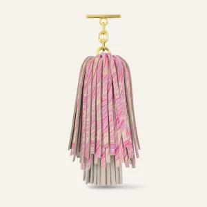 Double Pompom Tassel | Pink Leaf Porcelain with Gold hardware