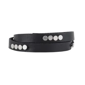 Double Wrap with Circle Beads Leather Bracelet