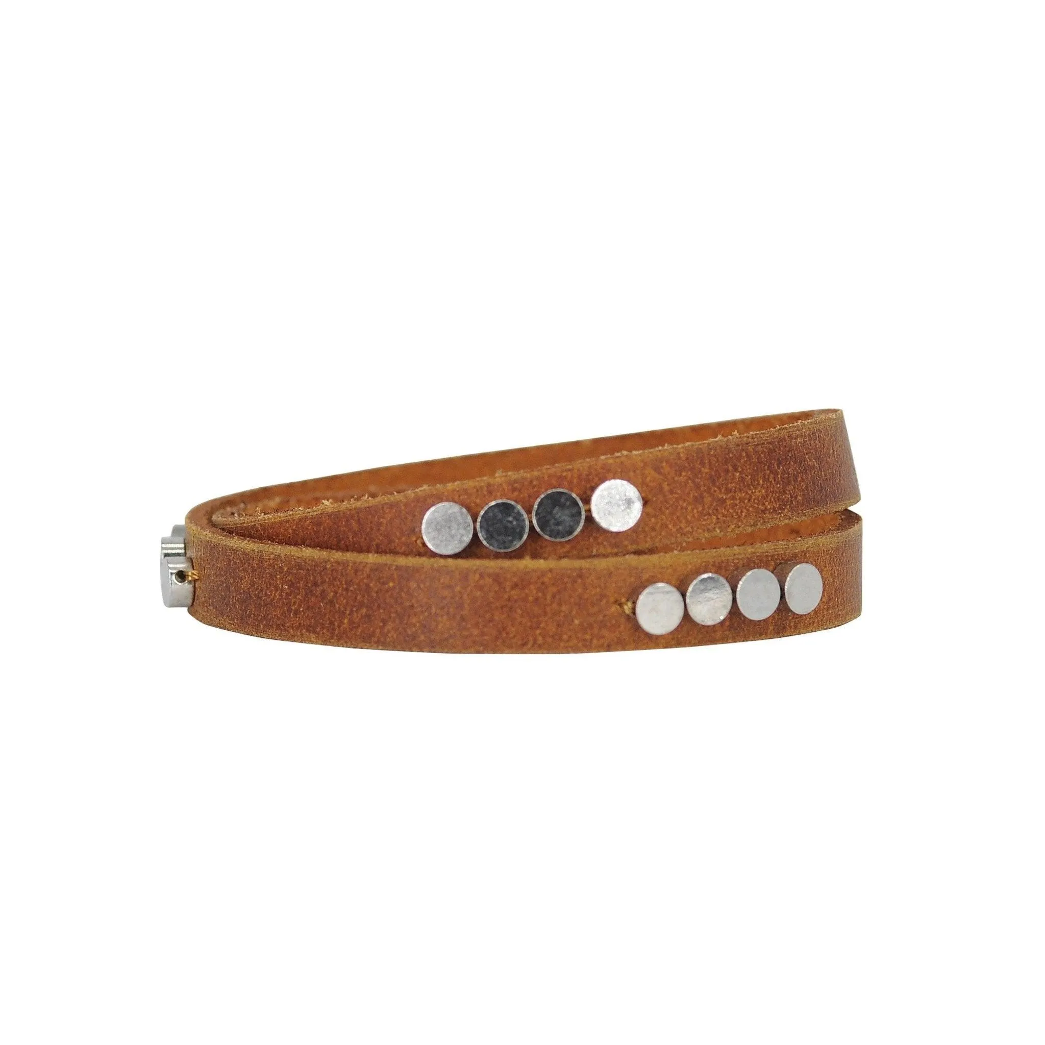 Double Wrap with Circle Beads Leather Bracelet