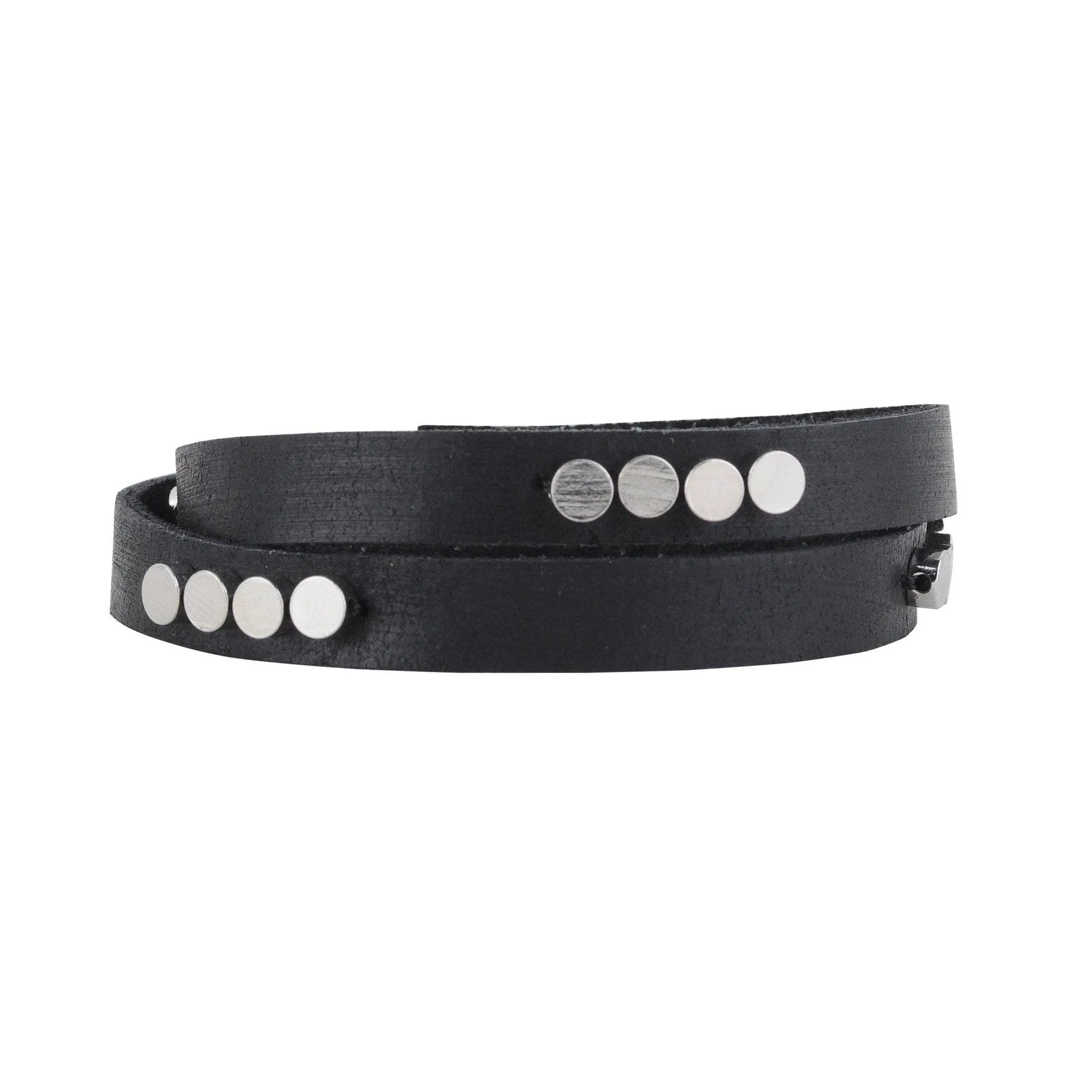Double Wrap with Circle Beads Leather Bracelet
