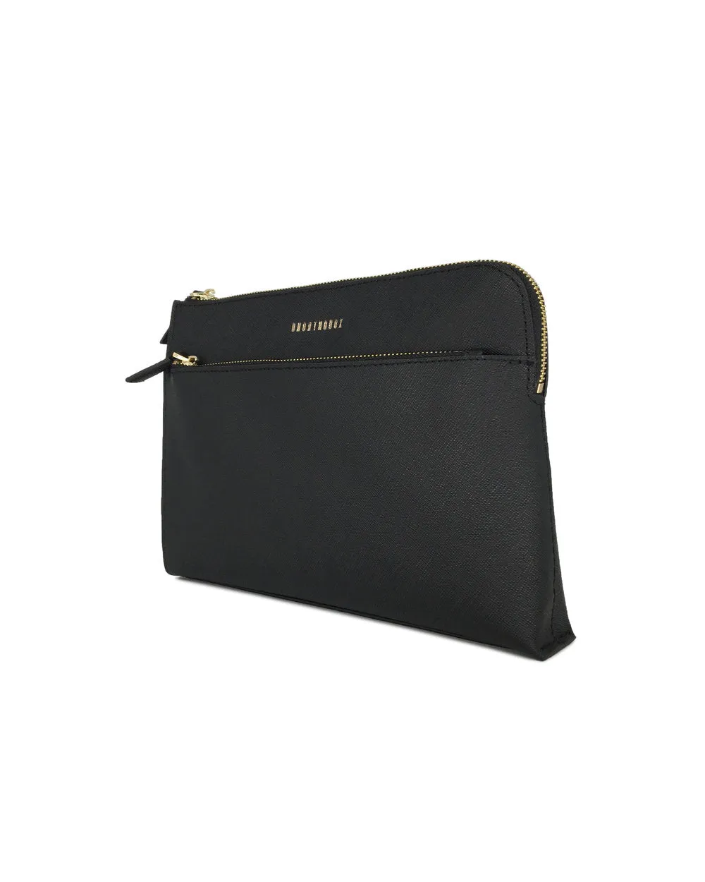 Double-Zip Saffiano Leather Clutch
