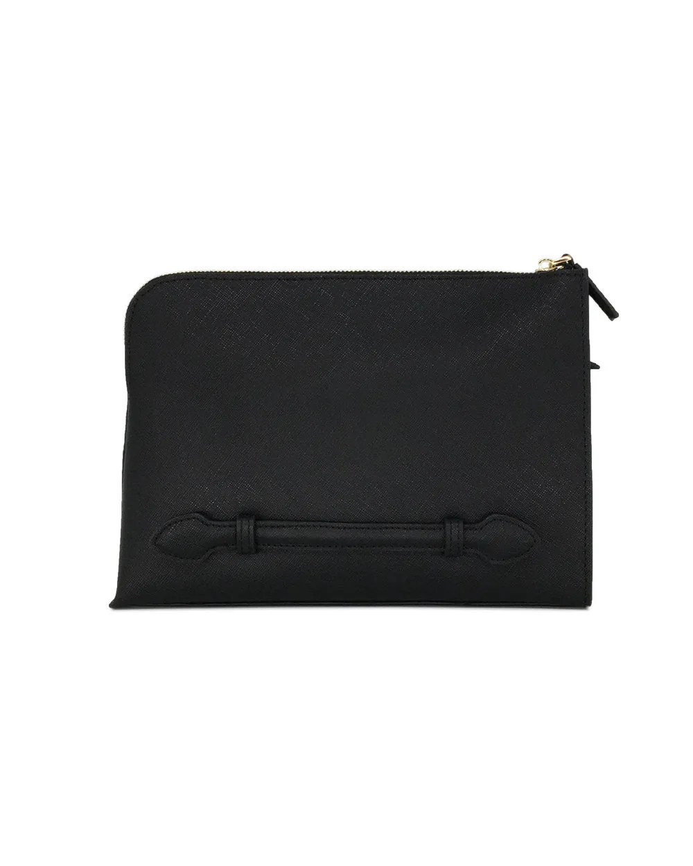Double-Zip Saffiano Leather Clutch