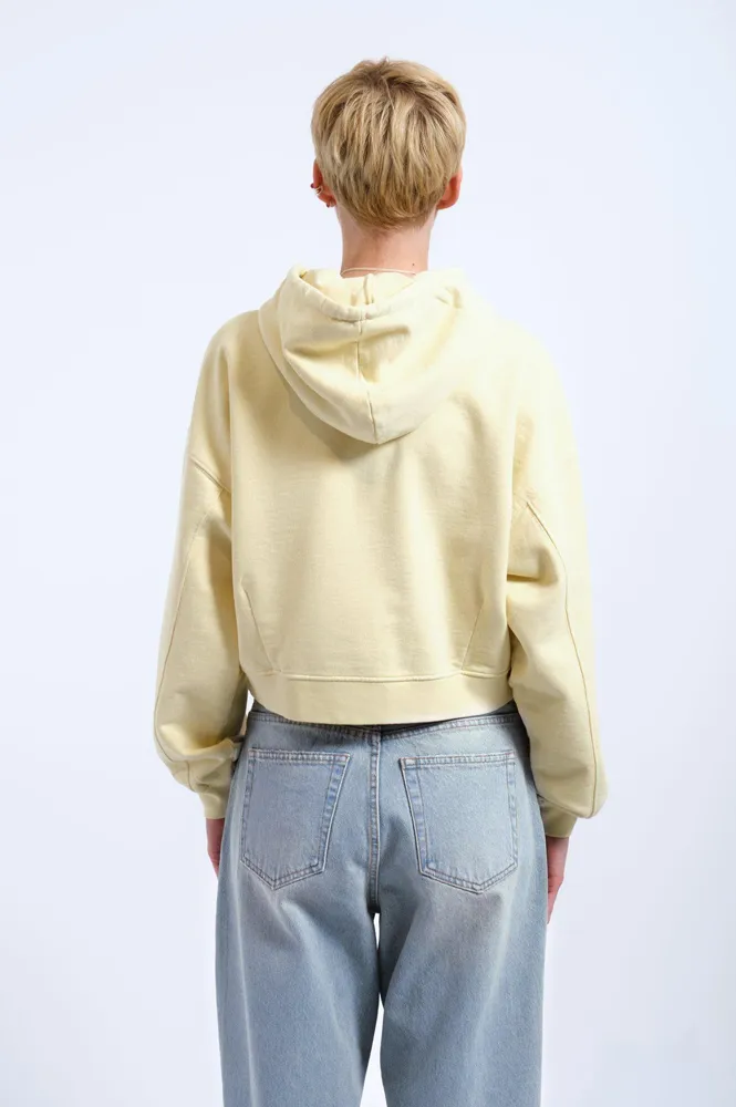 Dr Denim Ethel Washed Light Yellow Hoodie