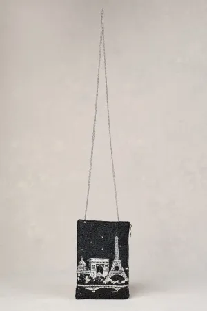 Eiffel Border Cos Bag - Black & White