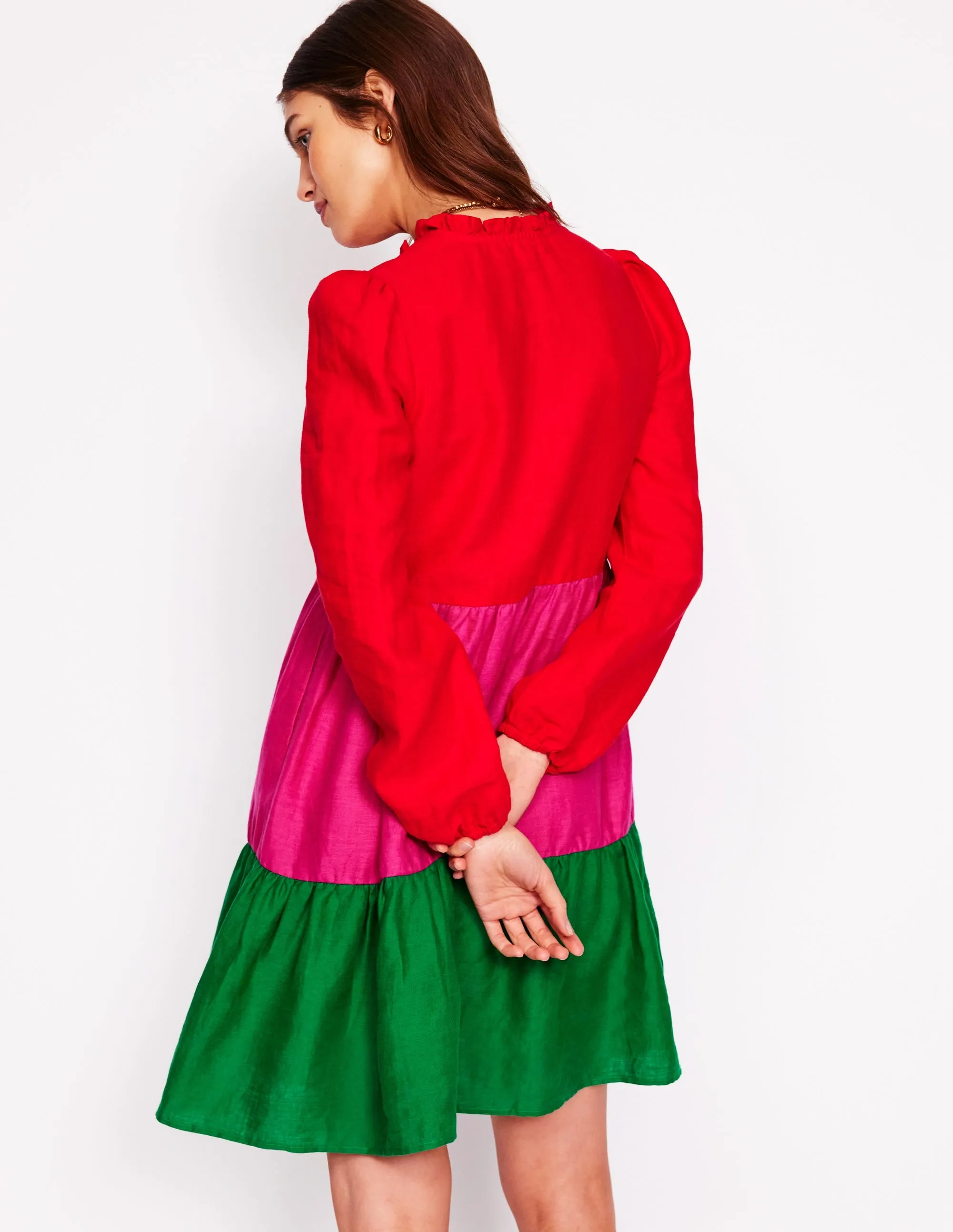Esme Linen Short Dress-Colourblock