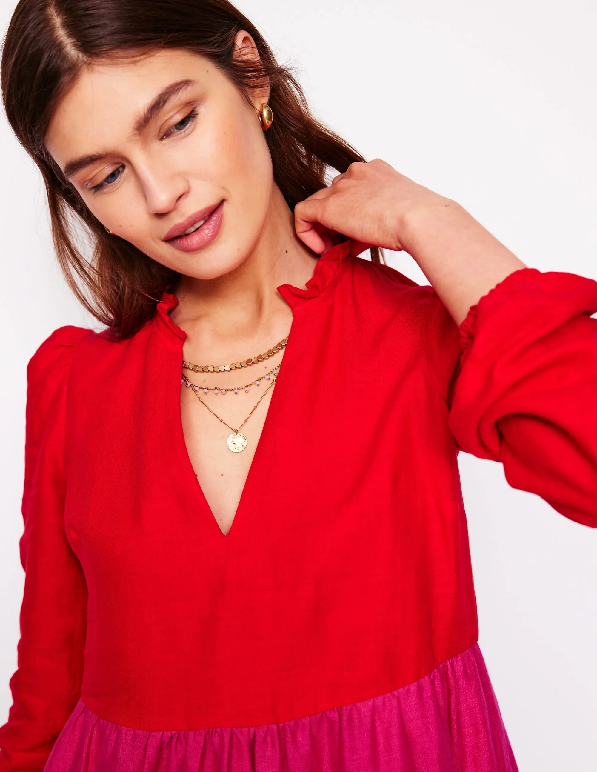 Esme Linen Short Dress-Colourblock