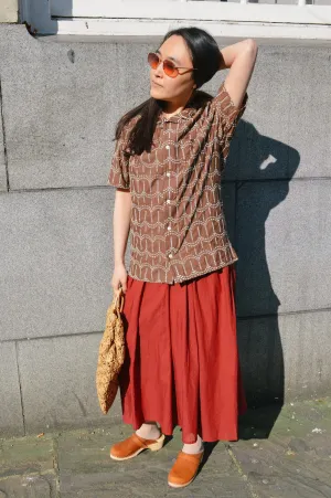 Far Afield Stachio Palm Tree Brown Shirt
