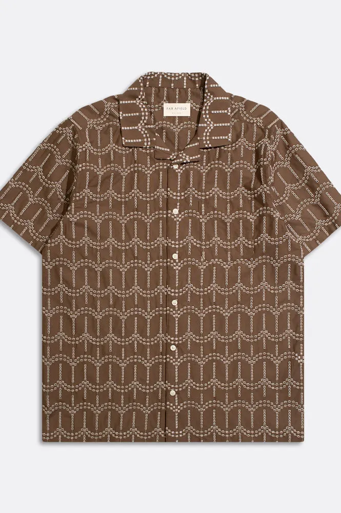 Far Afield Stachio Palm Tree Brown Shirt