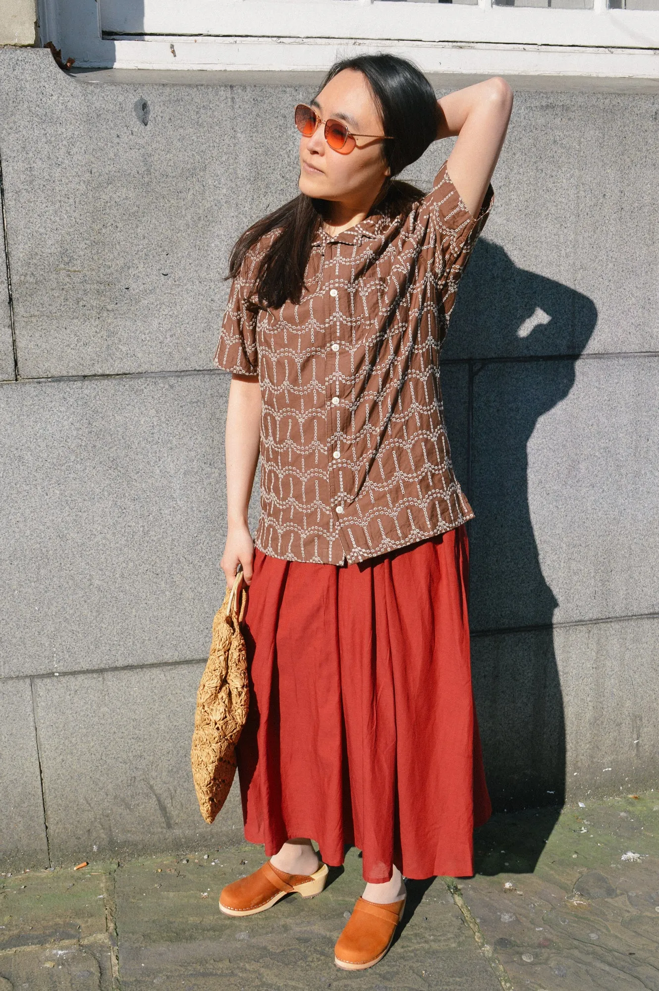 Far Afield Stachio Palm Tree Brown Shirt