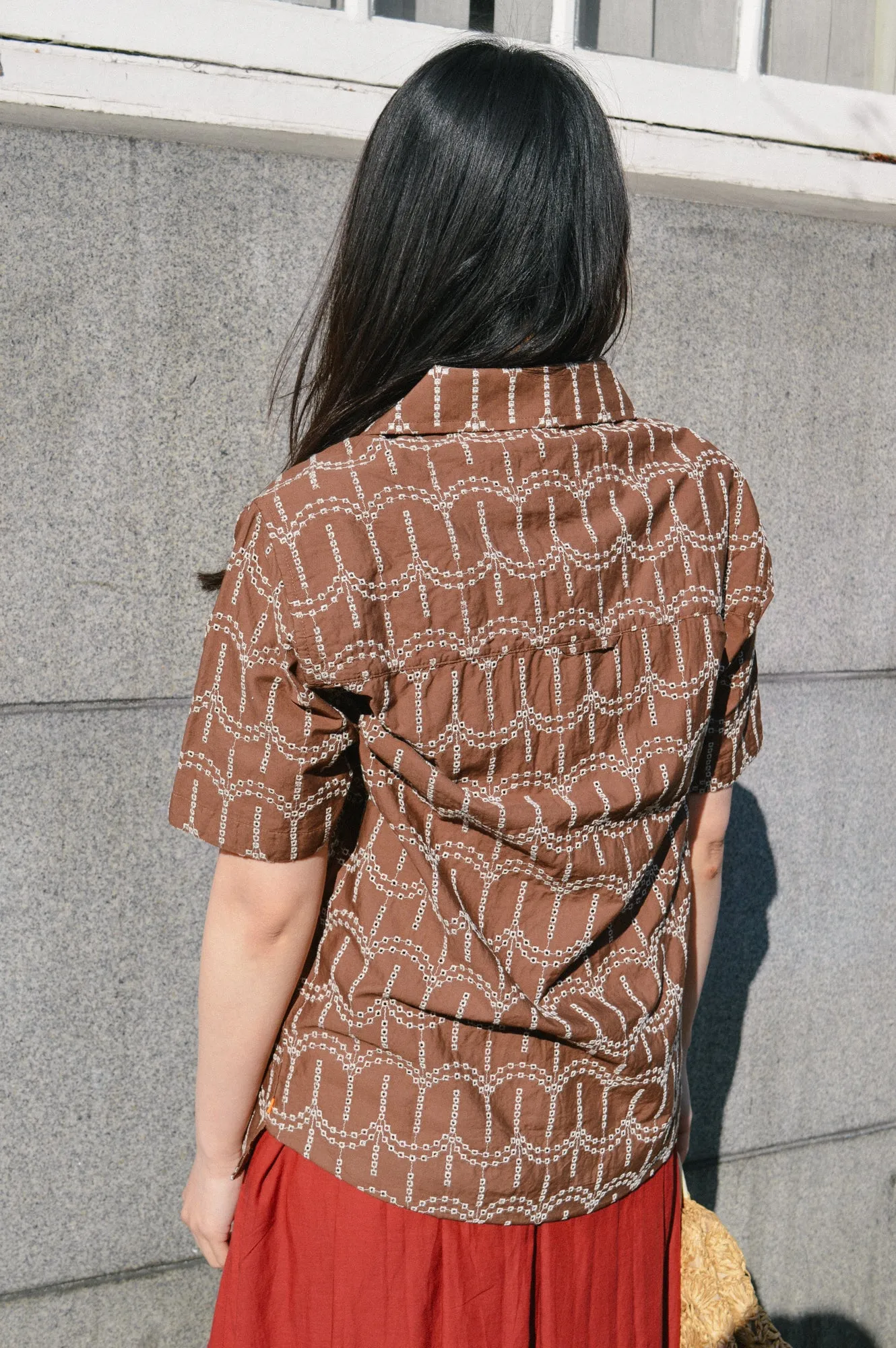Far Afield Stachio Palm Tree Brown Shirt