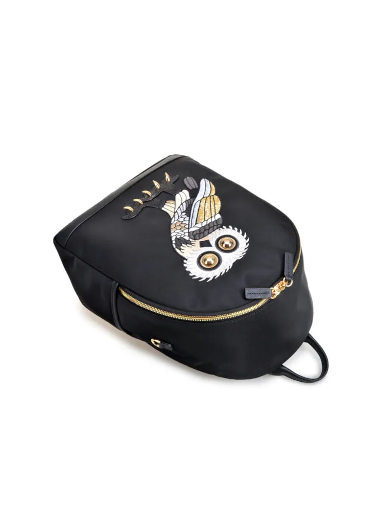 FION X The British Museum Greek Owl Jacquard with Leather Backpack