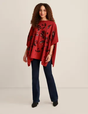 Floral Sequin Poncho - Sale