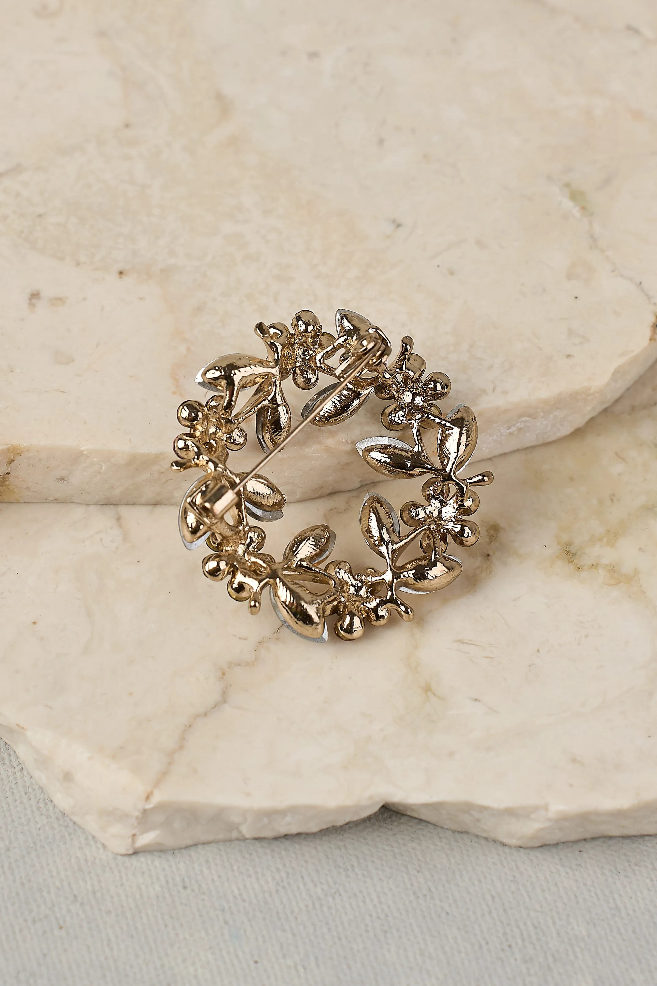 Floral Wreath Brooch - Multicolour