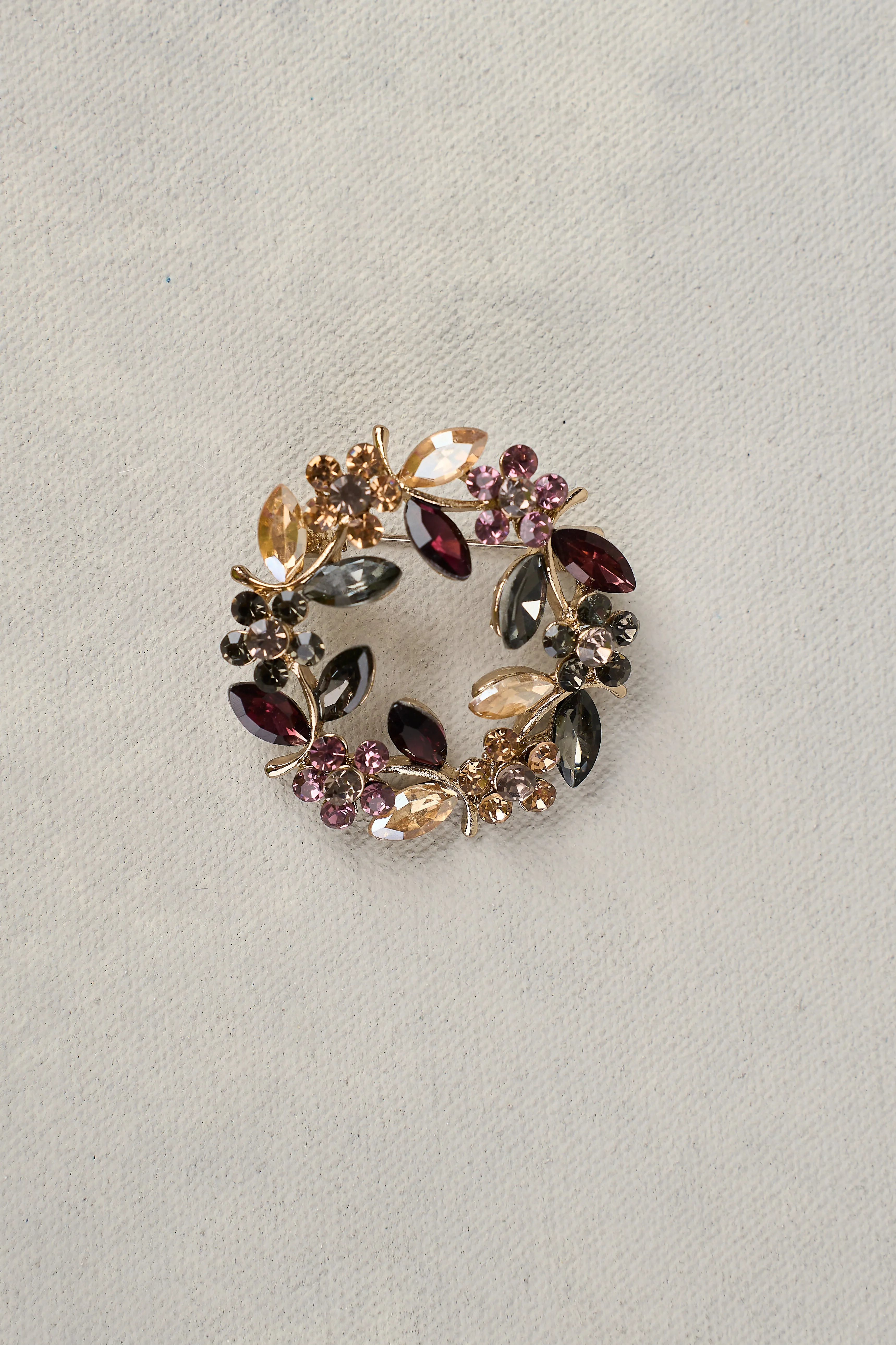 Floral Wreath Brooch - Multicolour