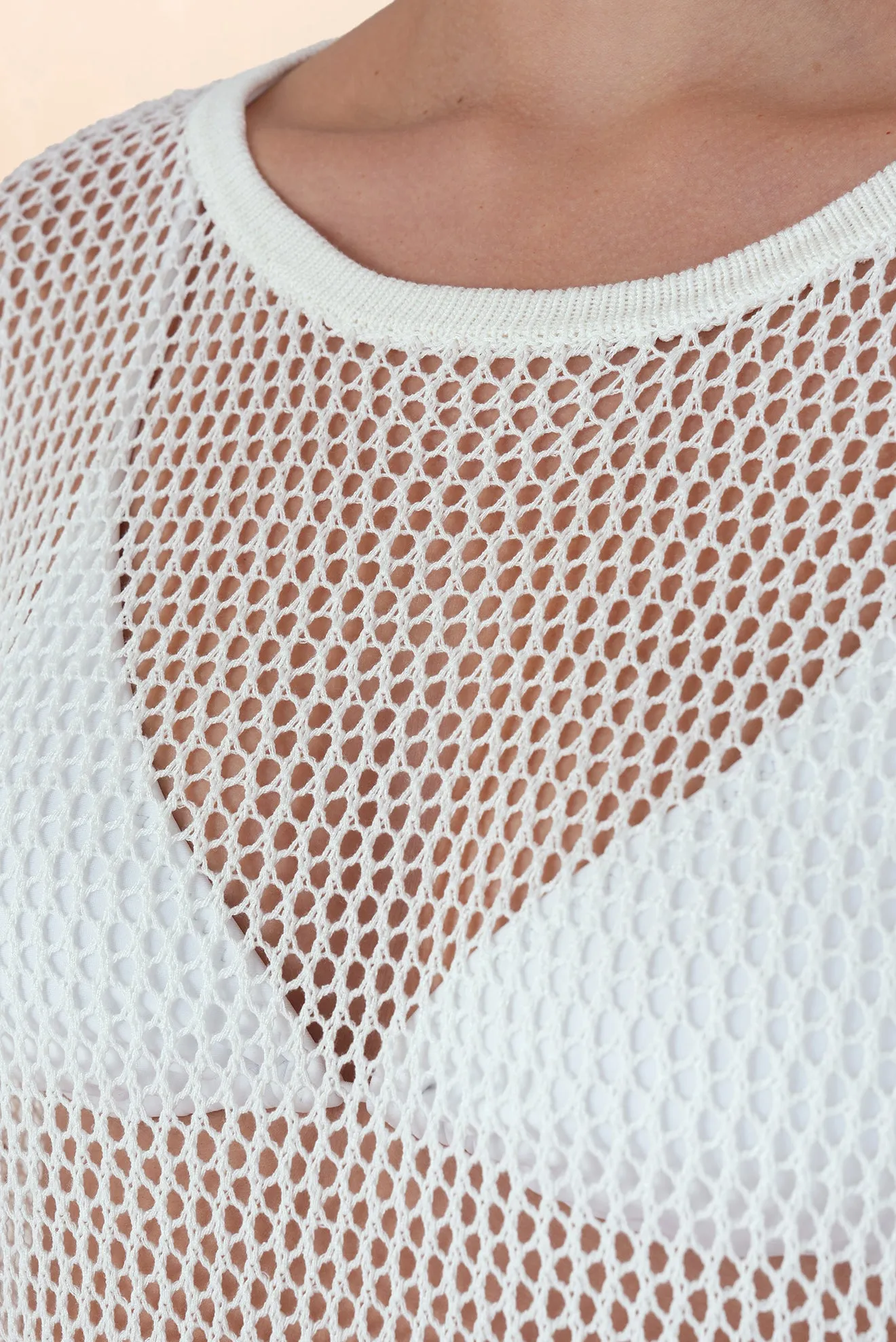 Genie Long Sleeved Net Dress - White
