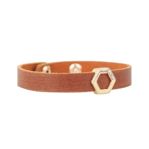 Golden Hexagon Leather Strap