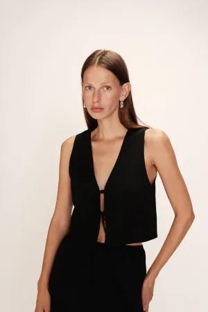Grace & Mila Rubens Black Tie-Up Top