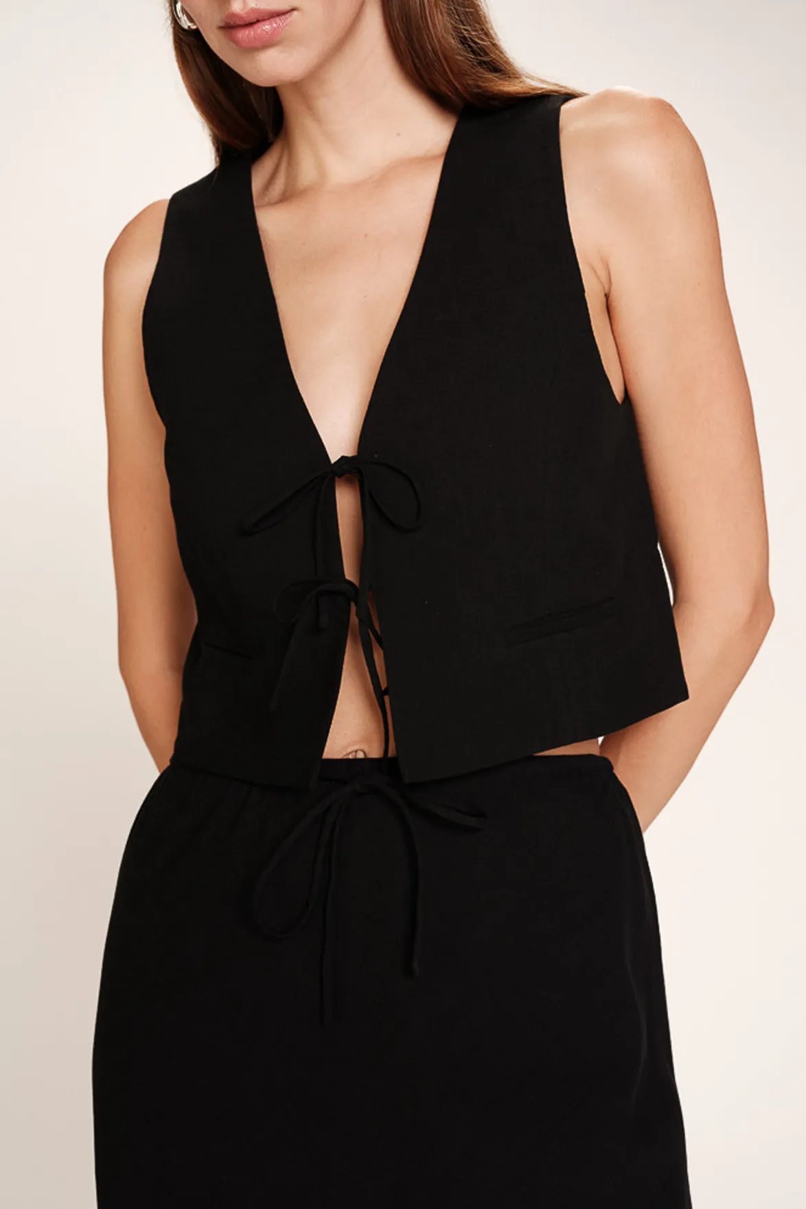 Grace & Mila Rubens Black Tie-Up Top