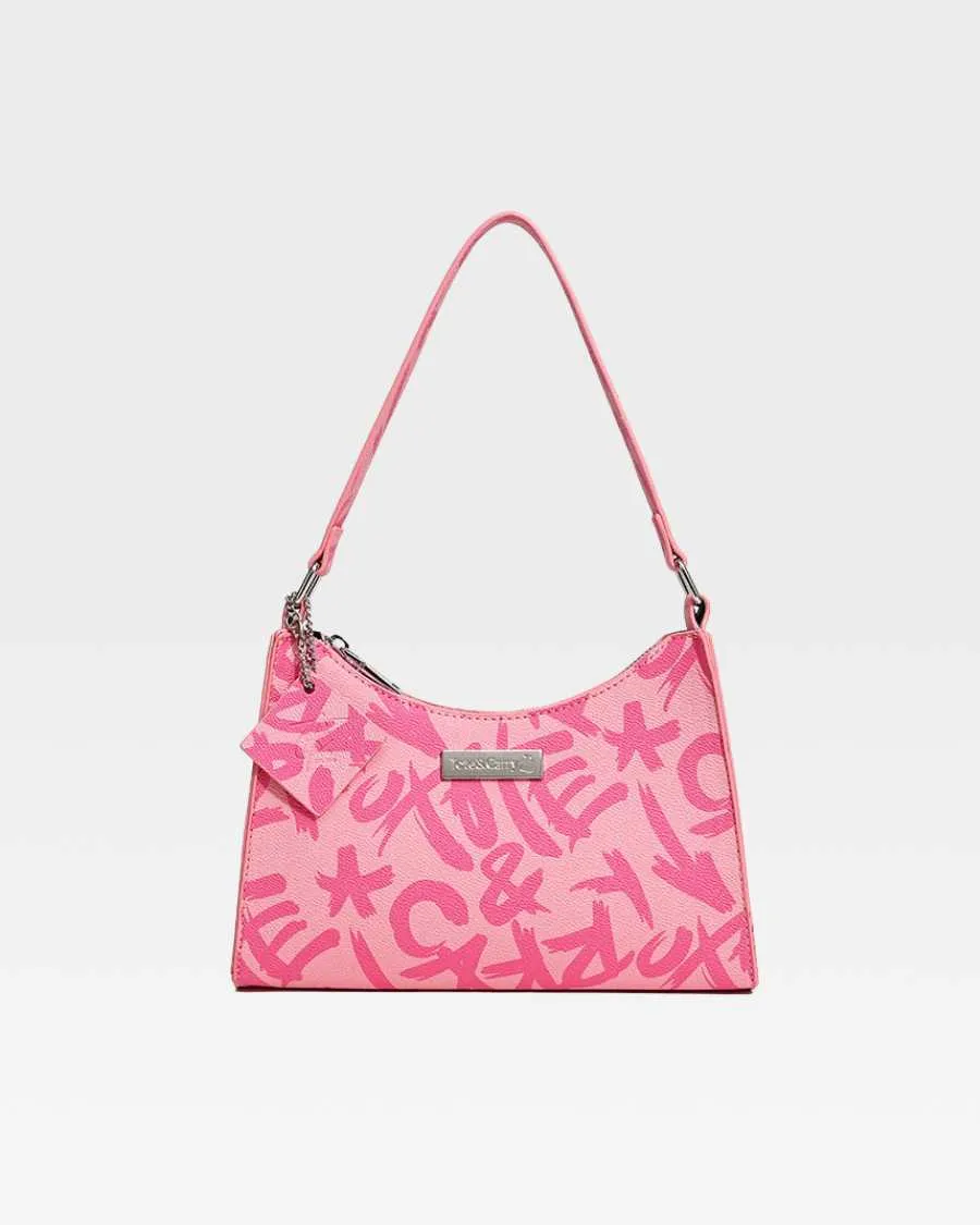 Graffiti Shoulder Bag in Pink