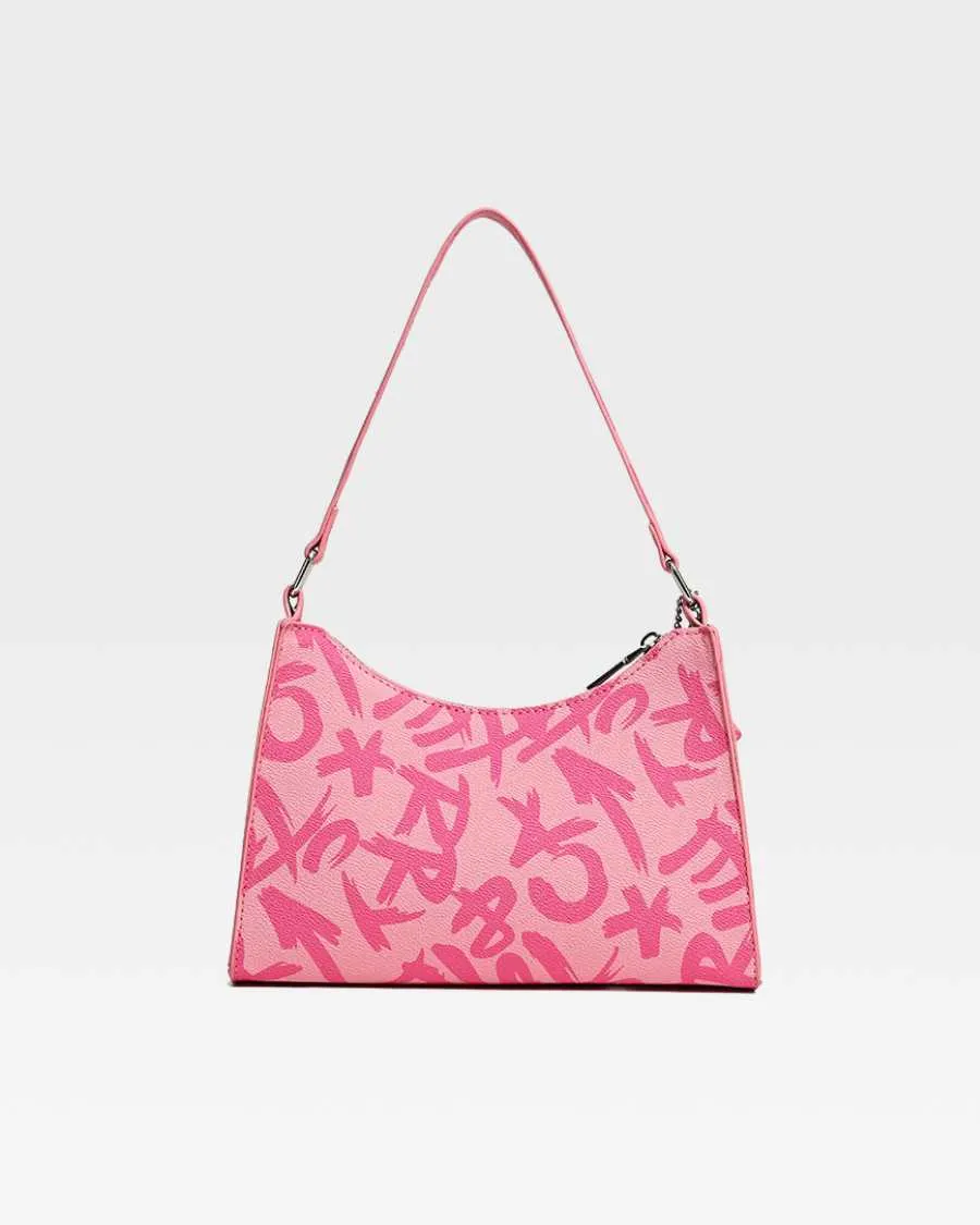 Graffiti Shoulder Bag in Pink